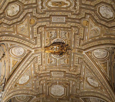 interior view of ceiling of papal basilica of saint peter in vaticanのeditorial素材