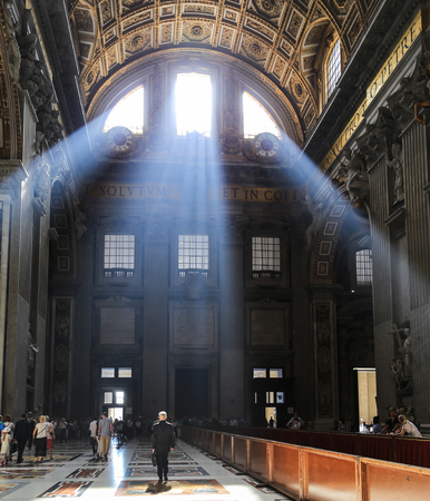 interior view of papal basilica of saint peter in vaticanのeditorial素材