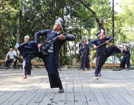 men performance in basha miao village guinzhou,chinaのeditorial素材
