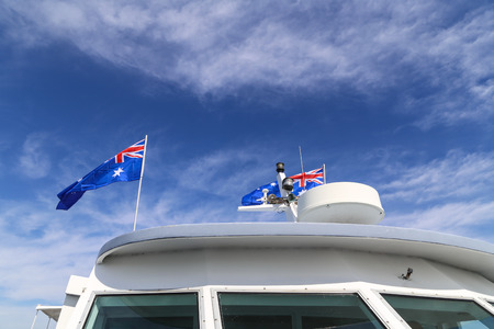 the ship in port stephens,australiaの写真素材
