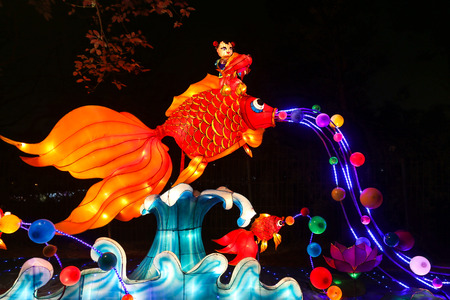 lantern show in chengdu,chinaのeditorial素材