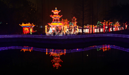 lantern show in chengdu,chinaのeditorial素材