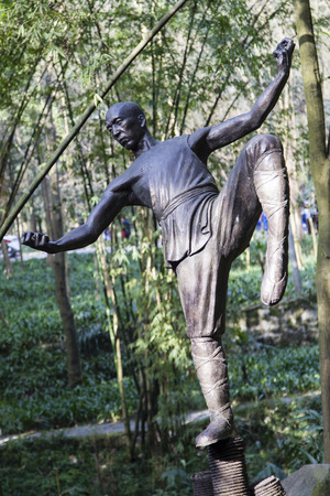 the sculpture of martial art in mount emei,chinaのeditorial素材