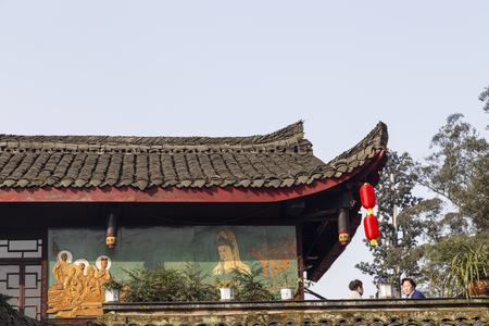 tea house in mount emei,chinaのeditorial素材