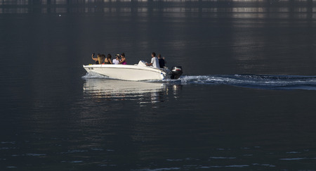 boat at the bay of kotorのeditorial素材