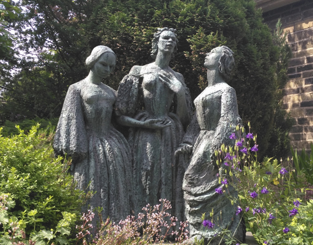Bront's three sisters statue in former residence of bront,united kingdomのeditorial素材