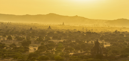 The sunset in pugan,myanmarの写真素材