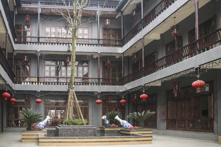 The landscape in ancient town of liujiang ,sichuan,chinaのeditorial素材