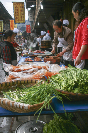 Ancient stone bridge in shangli ancient town,sichuan,chinaのeditorial素材