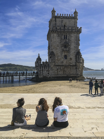 Tower of belem in lisbon,portugalのeditorial素材