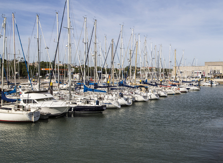 The wharf in lisbon,portugalのeditorial素材
