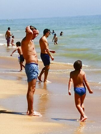 Lovely girl in the beach,faro,portugalの写真素材