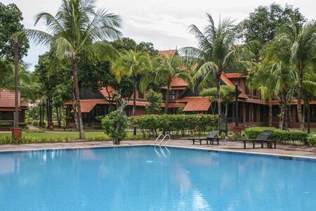the swimming pool in the resort, langkawi, malaysiaの写真素材