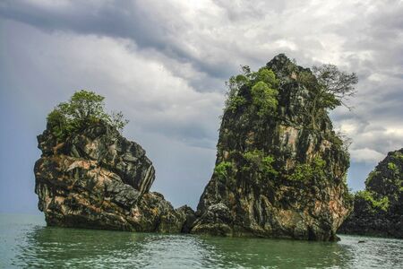 sightseeing boat in mangrove, langkawi, malaysiaの写真素材