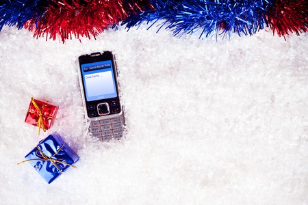 mobile with message for Santa with xmas decoration