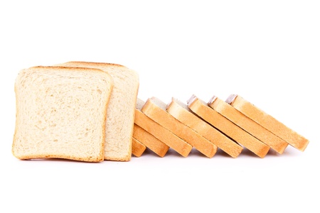 
Slices of toast isolated on white background.