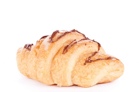 fresh chocolate croissant, isolated on white backgroundの写真素材