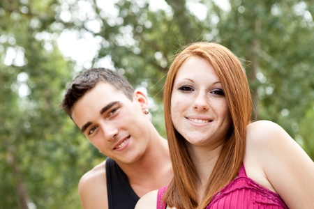 portrait of young lovers, outdoorの写真素材