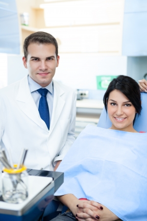 
Friendly male dentist and patientの写真素材