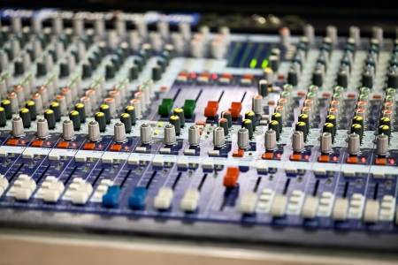 music mixer in studio close-upの写真素材