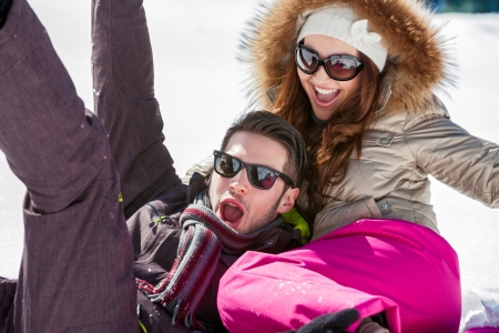 
Happy couple beautiful enjoying in  the winterの写真素材