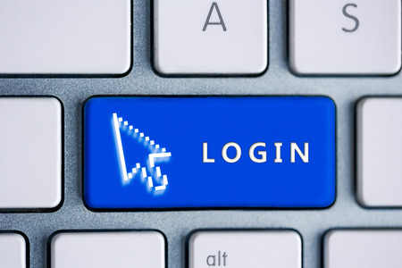 computer keyboard with login button