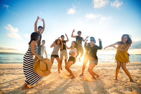 Happy young people on beach Happy young people on beach
