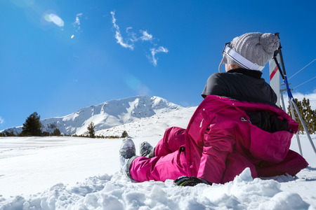 girl enjoying wintertime nature, active lifestyleの写真素材
