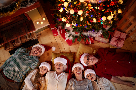 Christmas time spent with family top viewの写真素材