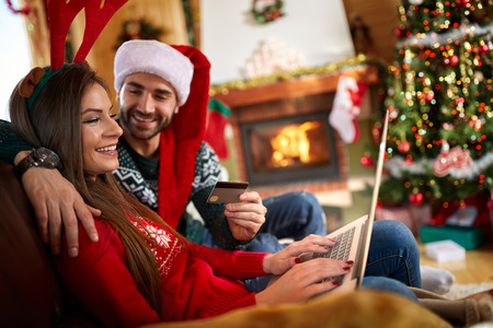 Internet Christmas shoppingの写真素材