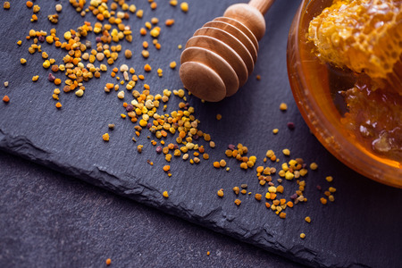 honey bee product pollen propolis on the tableの写真素材