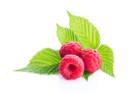 ripe raspberry isolated on white background