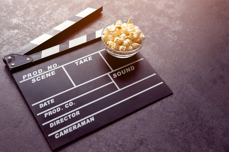time for movie with salty popcorn- cinema conceptの写真素材