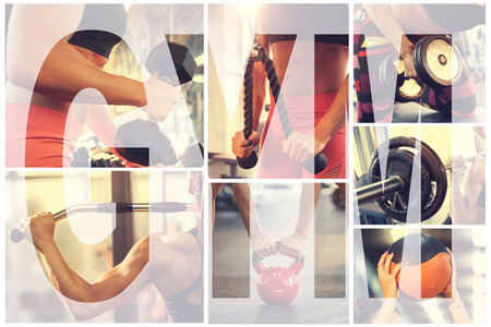 Gym equipment collageの写真素材