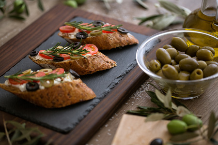 healthy natural food - vegetarian bruschettaの写真素材