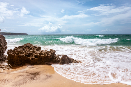 Summer day on beautiful empty beachの写真素材