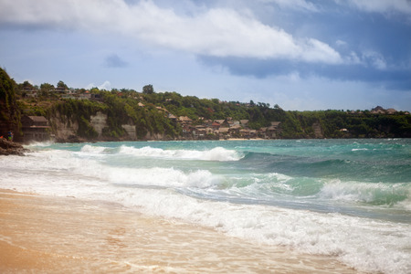 Surfer beach with huge wavesの写真素材