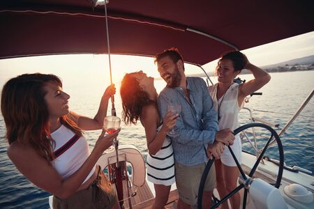Beautiful day for a cruise on the sea and party with happy friends