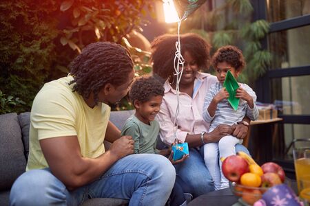 Afro-American family enjoying together