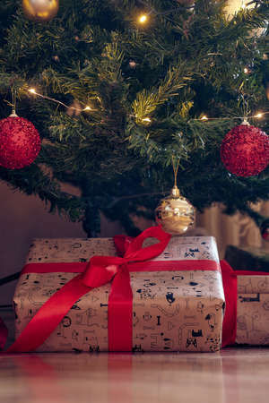 christmas gifts and tree.magic glowing tree and  giftsの写真素材