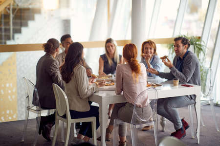 group of employees at a break.Casual  discussion colleagues.