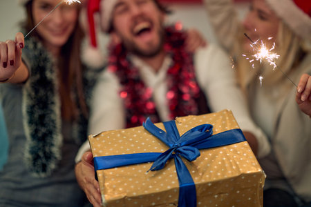 Christmas,New year and holiday concept.Beautiful gift for youの写真素材