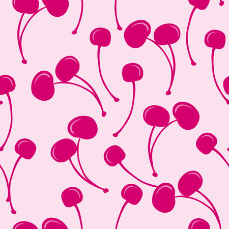 Sweet ripe cherries seamless pattern. Fruit background.Vector illustration.のイラスト素材