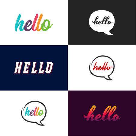 Set of Hello simple greeting letter vector,のイラスト素材