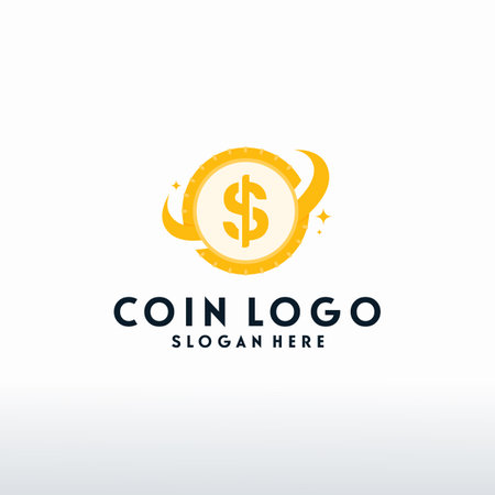 Coin Finance logo with swoosh symbol vector, Modern Dollar logo templateのイラスト素材