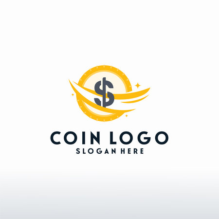 Coin Finance logo with swoosh symbol vector, Modern Dollar logo templateのイラスト素材
