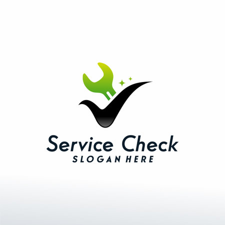 Service Check logo designs concept vector, Wrench Check logo template, Logo symbol iconのイラスト素材