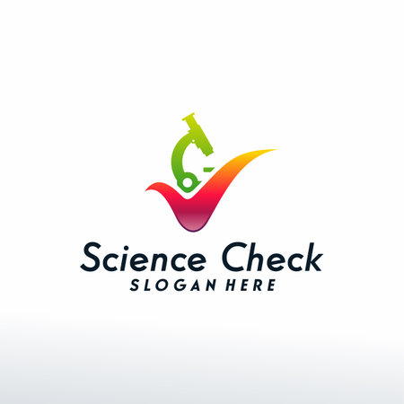 Science Check logo designs concept vector, Stethoscope Logo designs, Logo symbol iconのイラスト素材