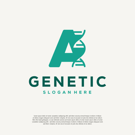 DNA Helix Letter A Logo designs, Genetics Vector Design, Chromosome initial Logo Templateのイラスト素材