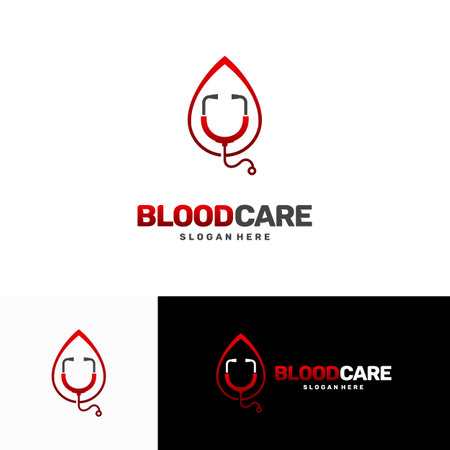 Blood Care logo designs concept vector, Blood and Stethoscope Health logo template, icon, symbolのイラスト素材